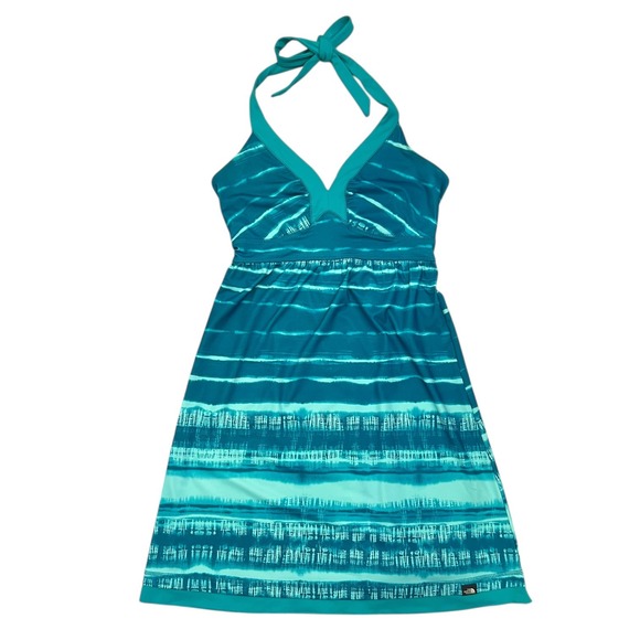 The North Face Echo Lake Halter Dress Turquoise Tie Dye Small Summer Travel - Picture 12 of 13